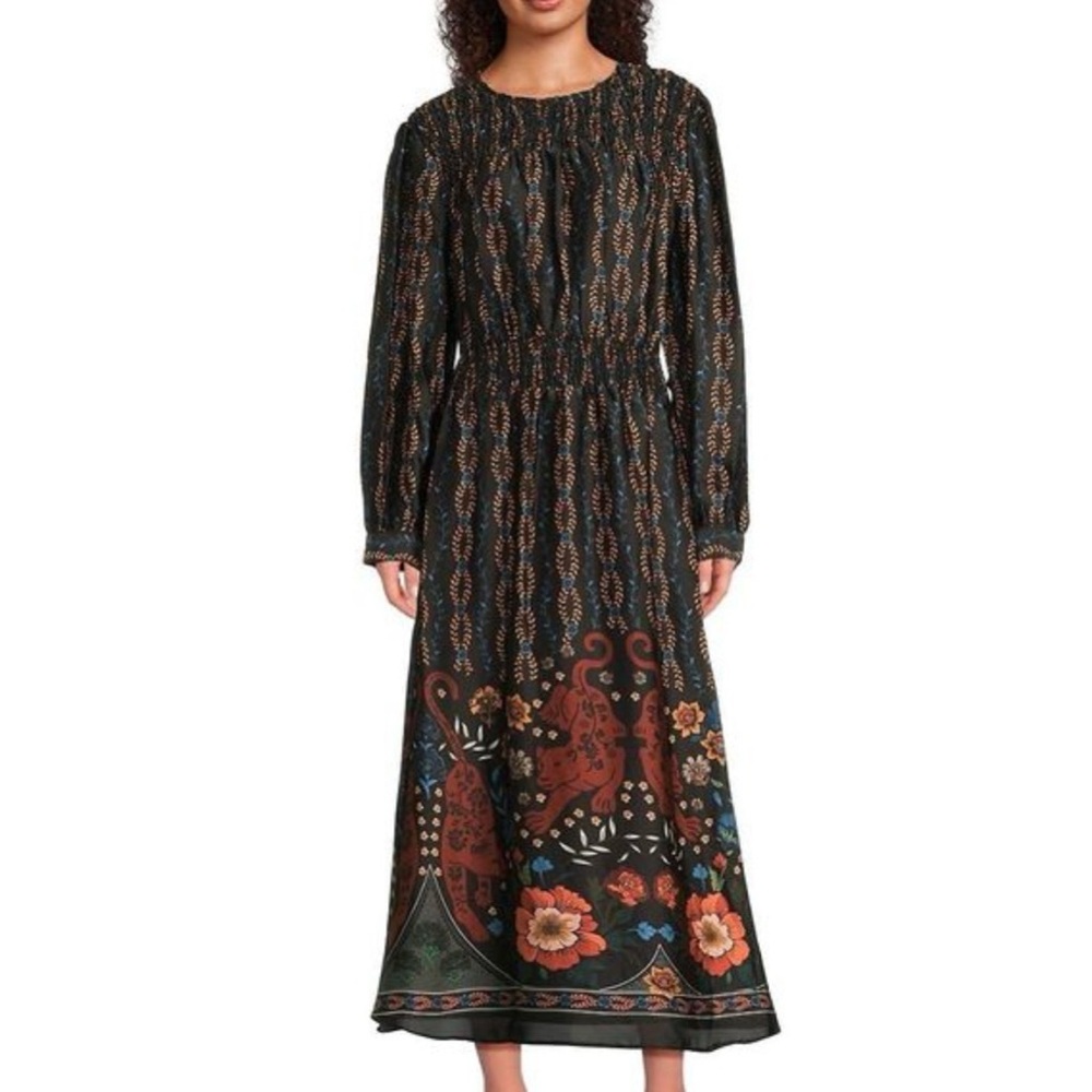 Tahari Bohemian Black Floral Maxi Dress